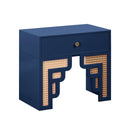 Suzie Navy & Rattan Nightstand - UK