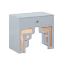 Suzie Pastel Blue & Rattan Nightstand - UK