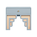 Suzie Pastel Blue & Rattan Nightstand - UK