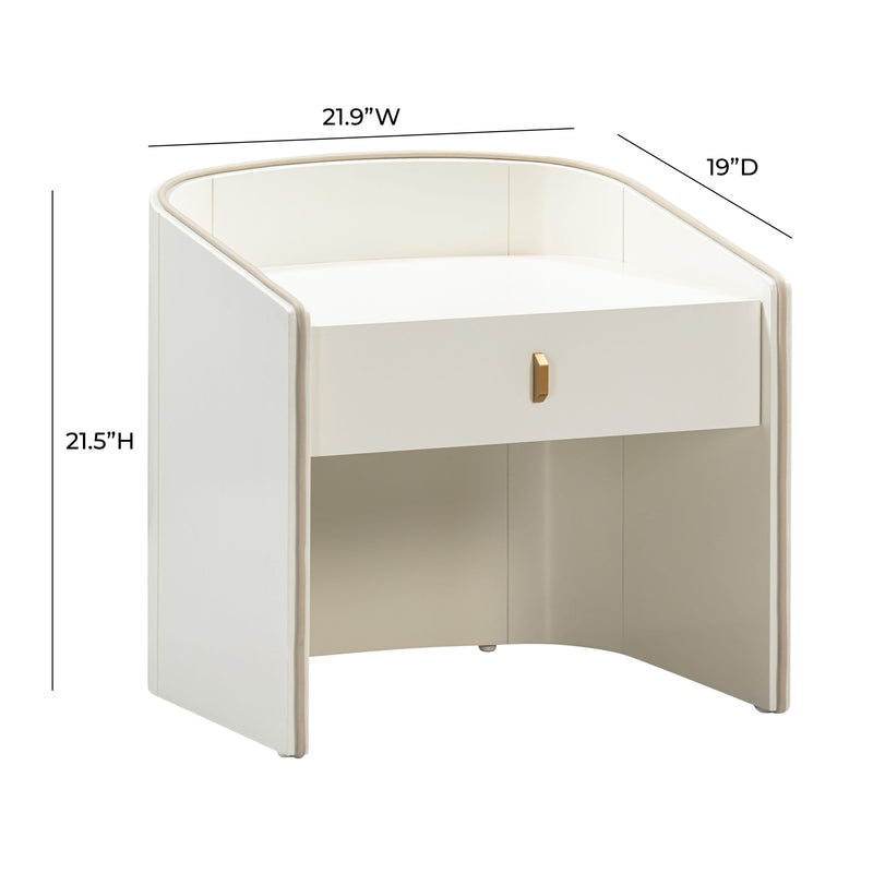 Collins Cream Lacquer Nightstand - UK