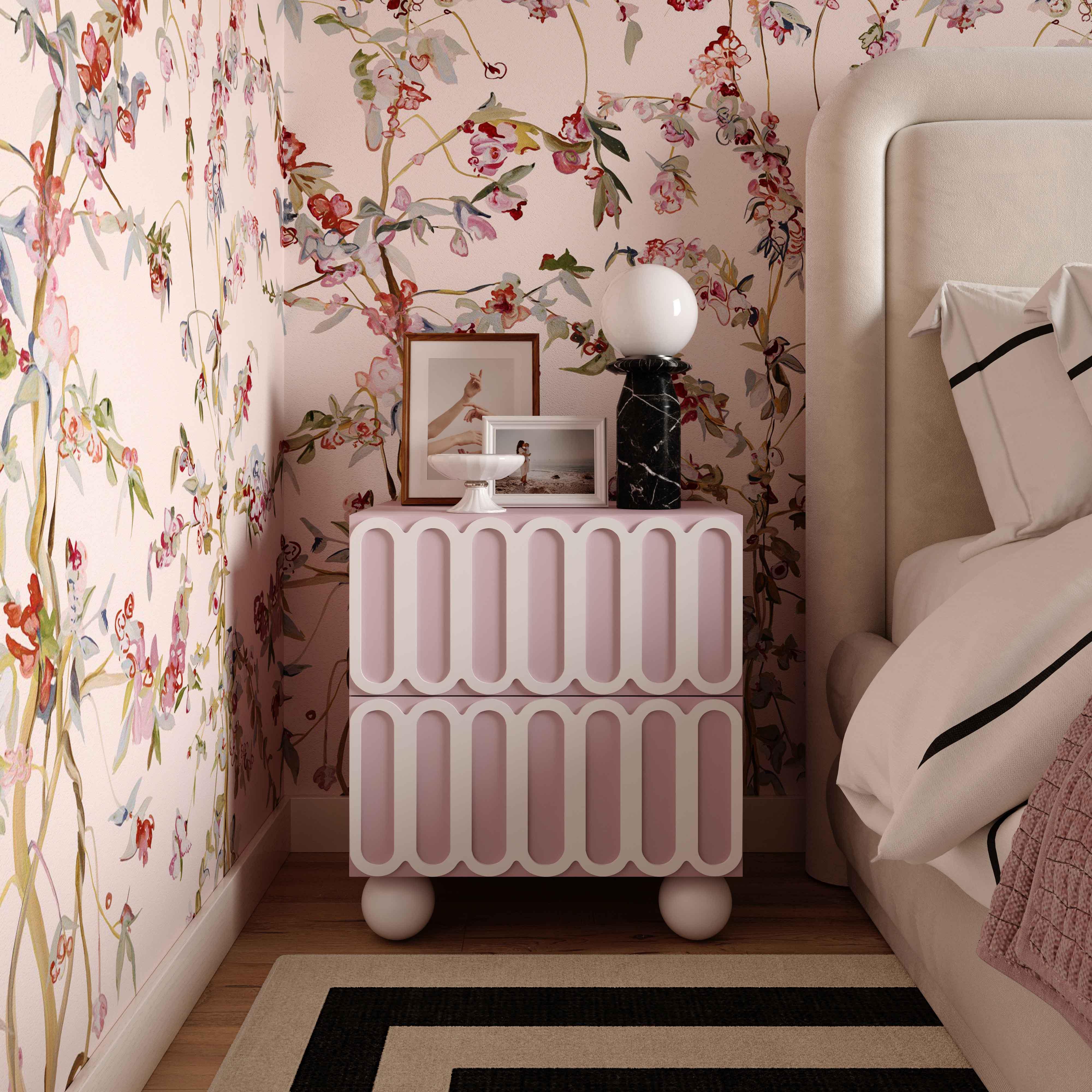 Tori Motif Mauve Nightstand - UK