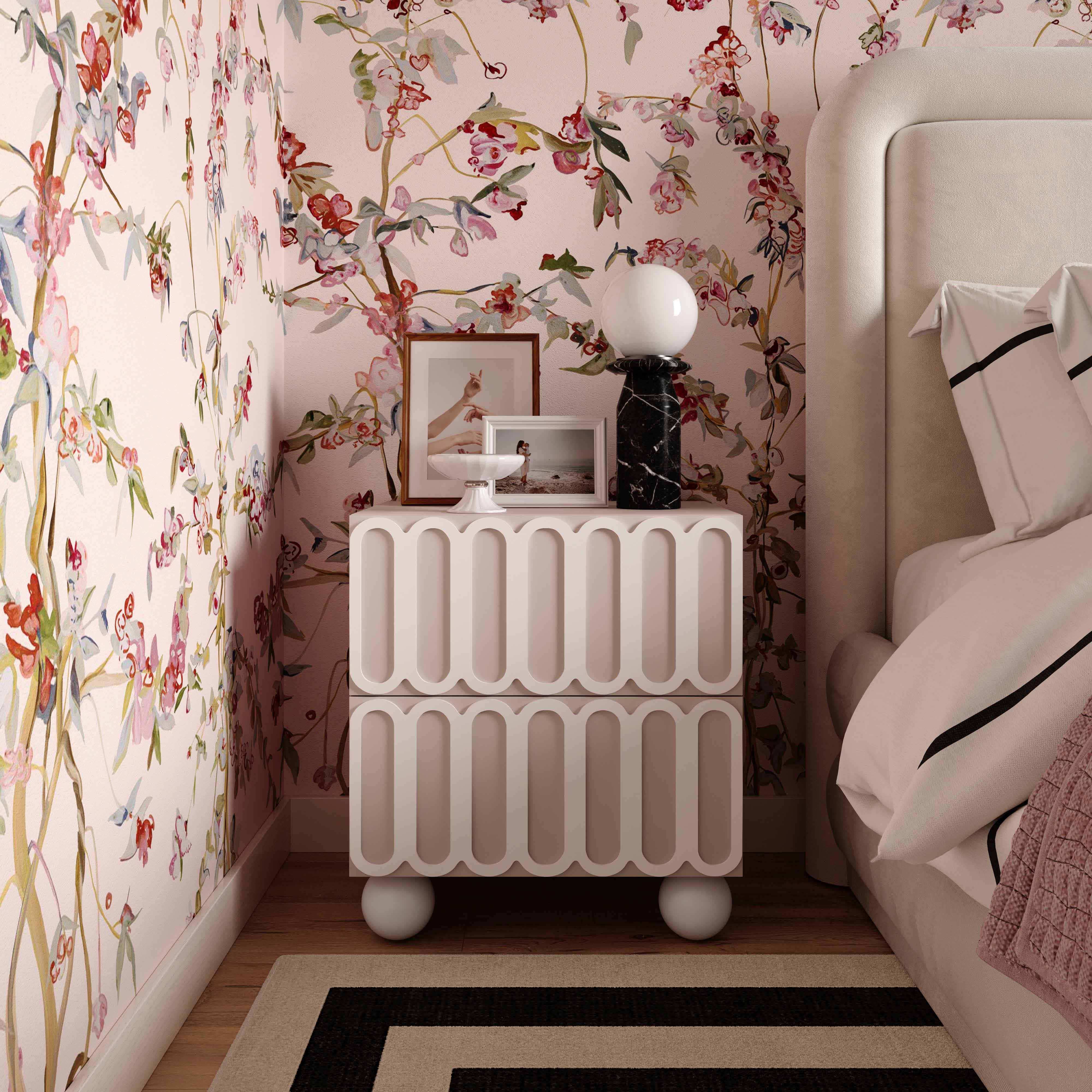Tori Motif Taupe Nightstand - UK