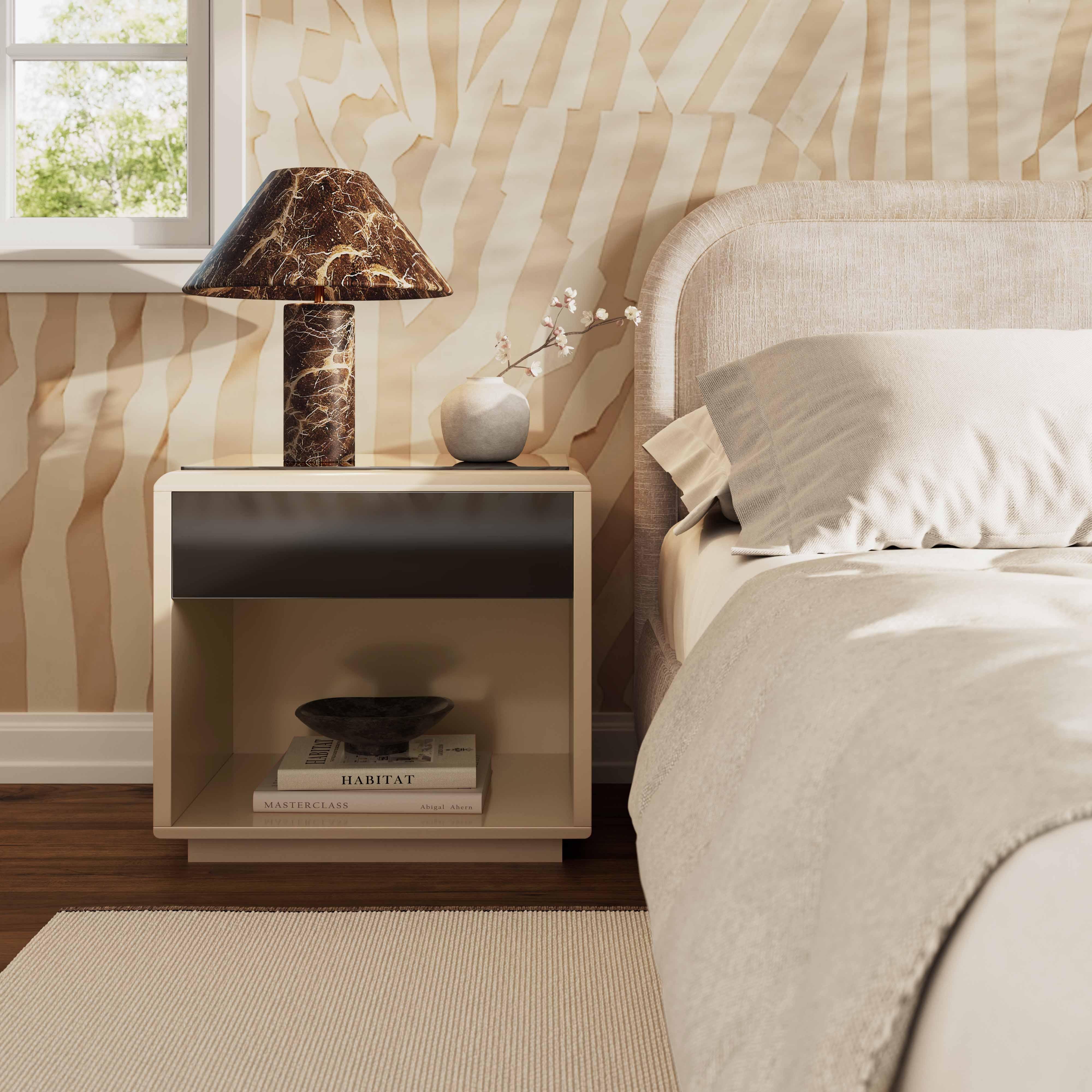 Martha Taupe Mirrored Nightstand