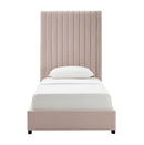 Arabelle Blush Velvet Bed in Twin
