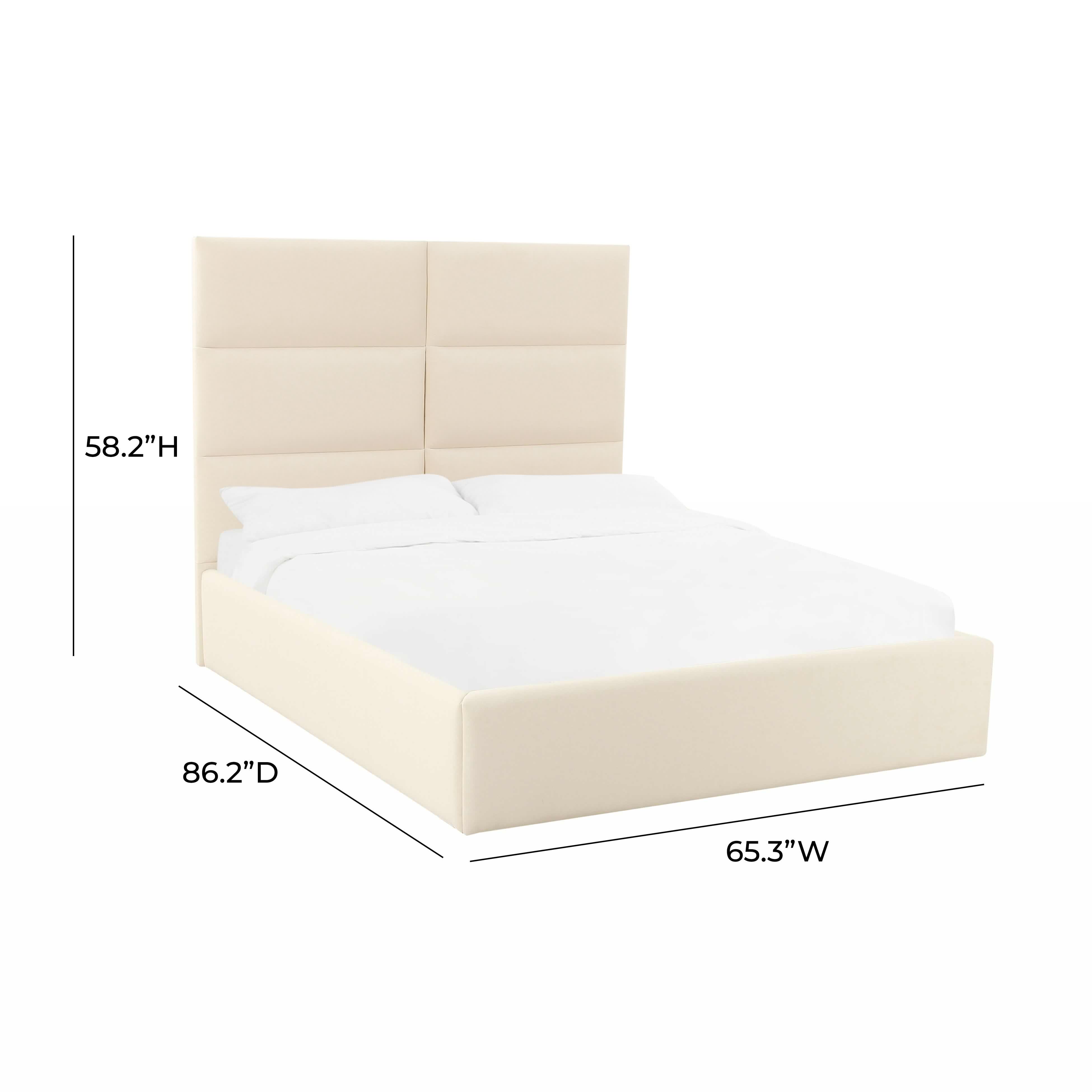 Eliana Cream Velvet Queen Bed