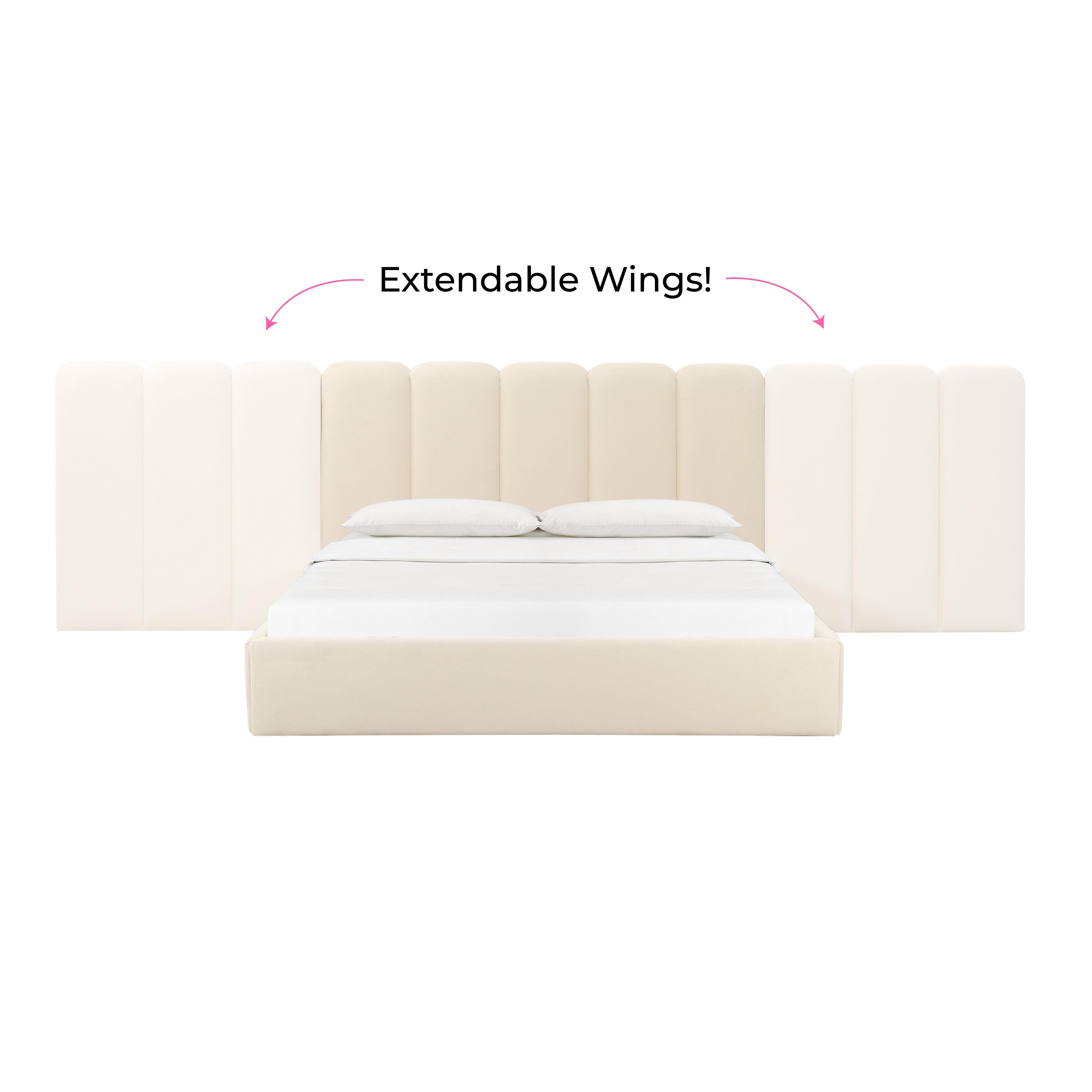 Palani Cream Velvet Queen Bed