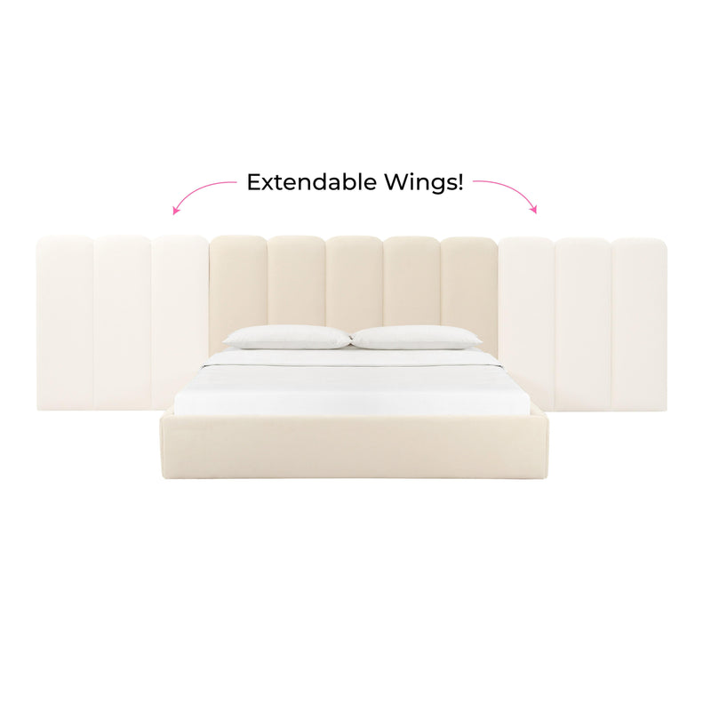 Palani Cream Velvet Queen Bed