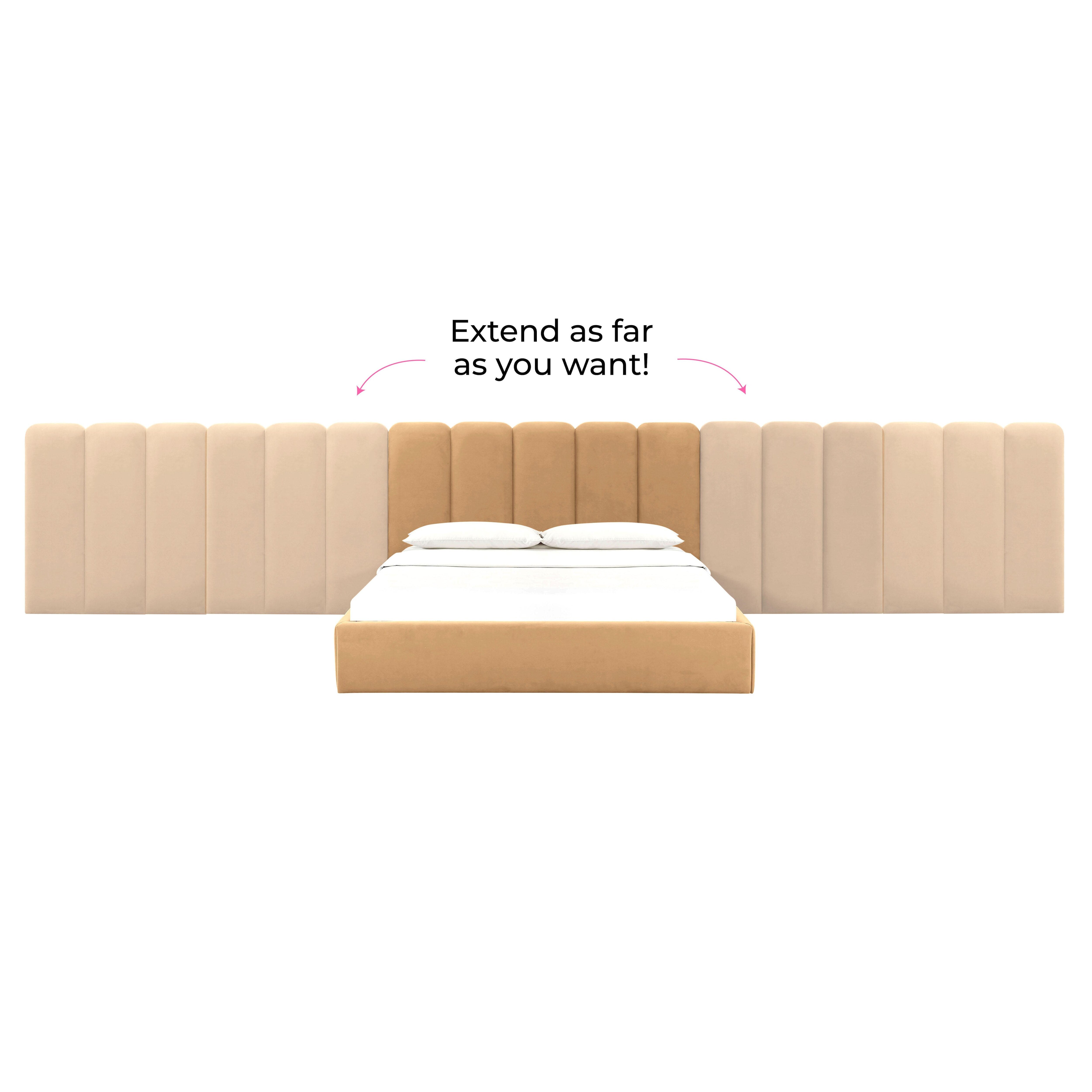 Palani Honey Velvet King Bed with Wings