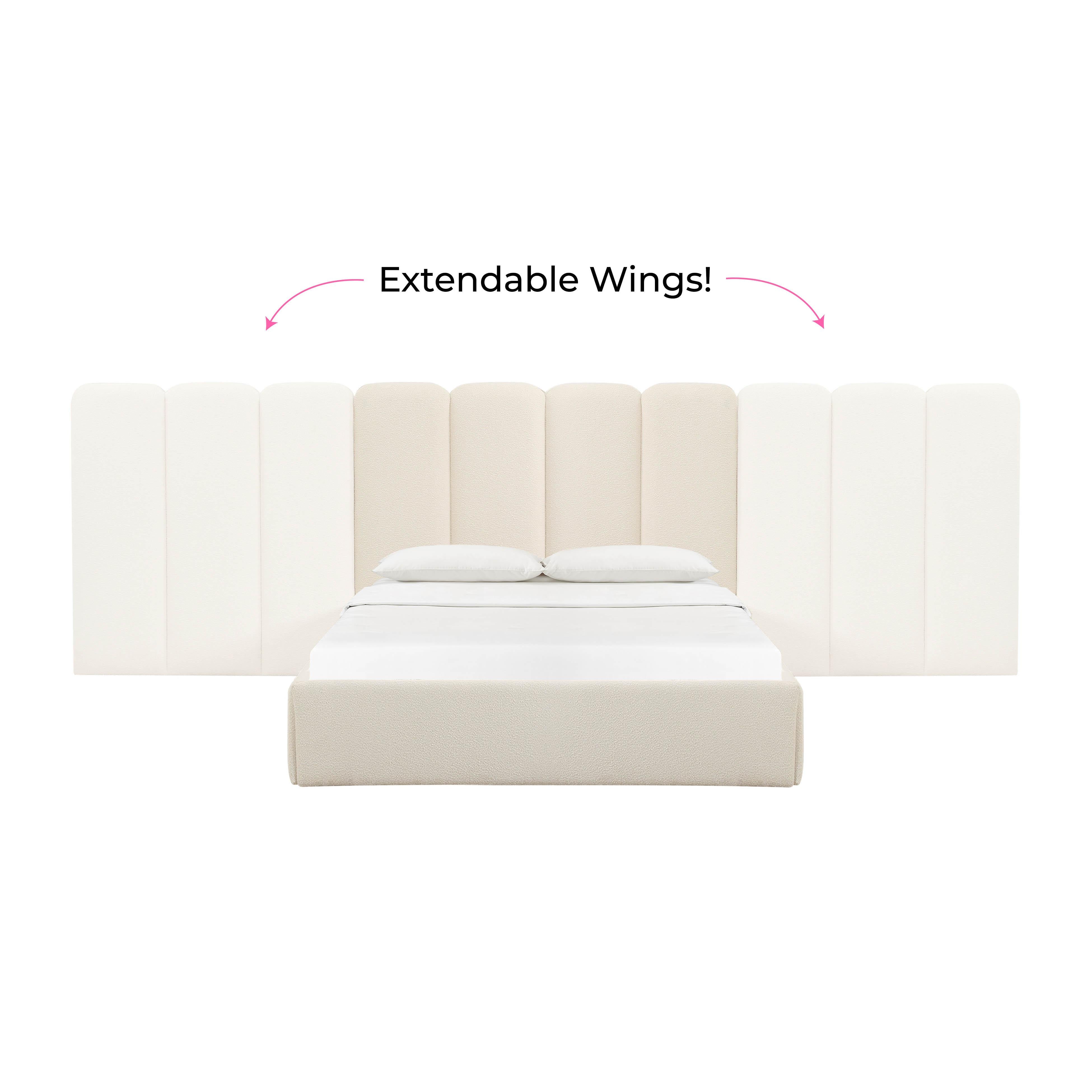 Palani Cream Boucle King Bed with Wings