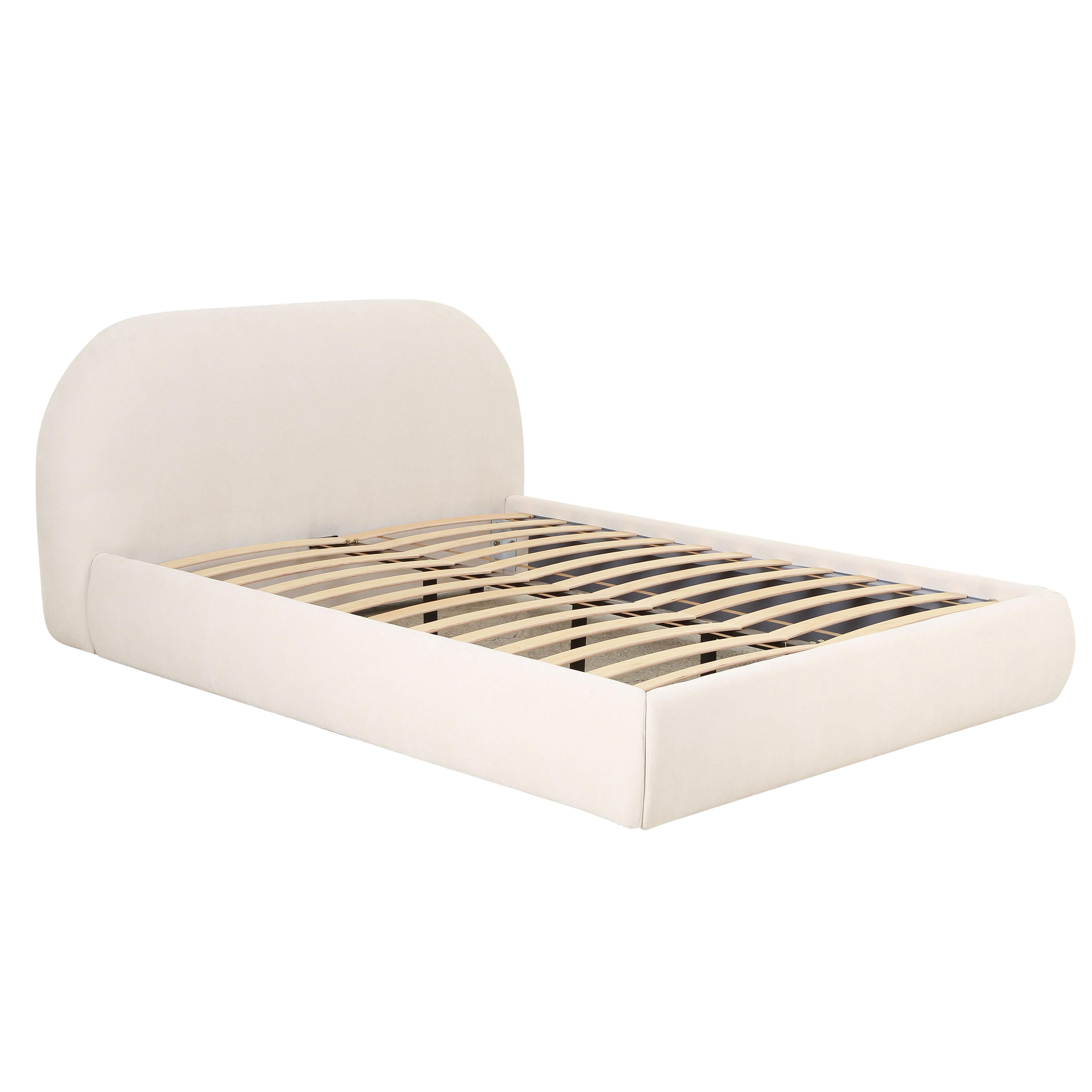 Bara Cream Textured Velvet UK Super King Bed