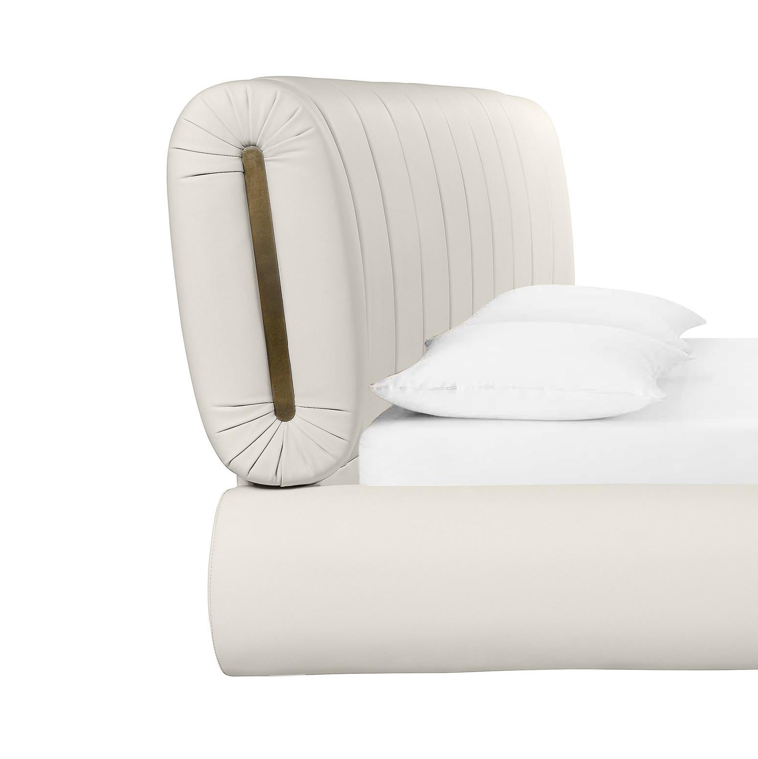 Karol Cream Vegan Leather Queen Bed