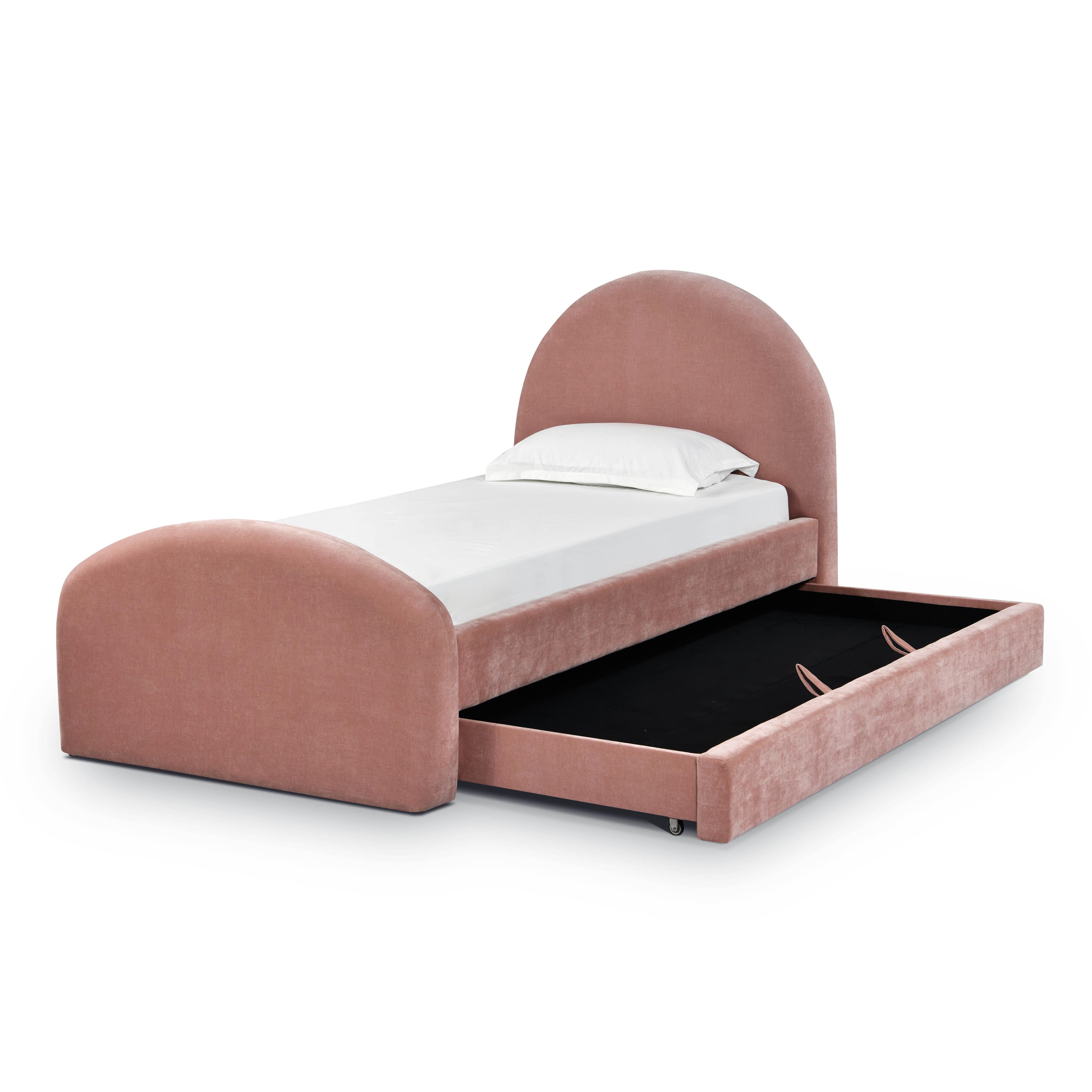 Moon Rose Upcycled Chenille Twin Trundle Bed