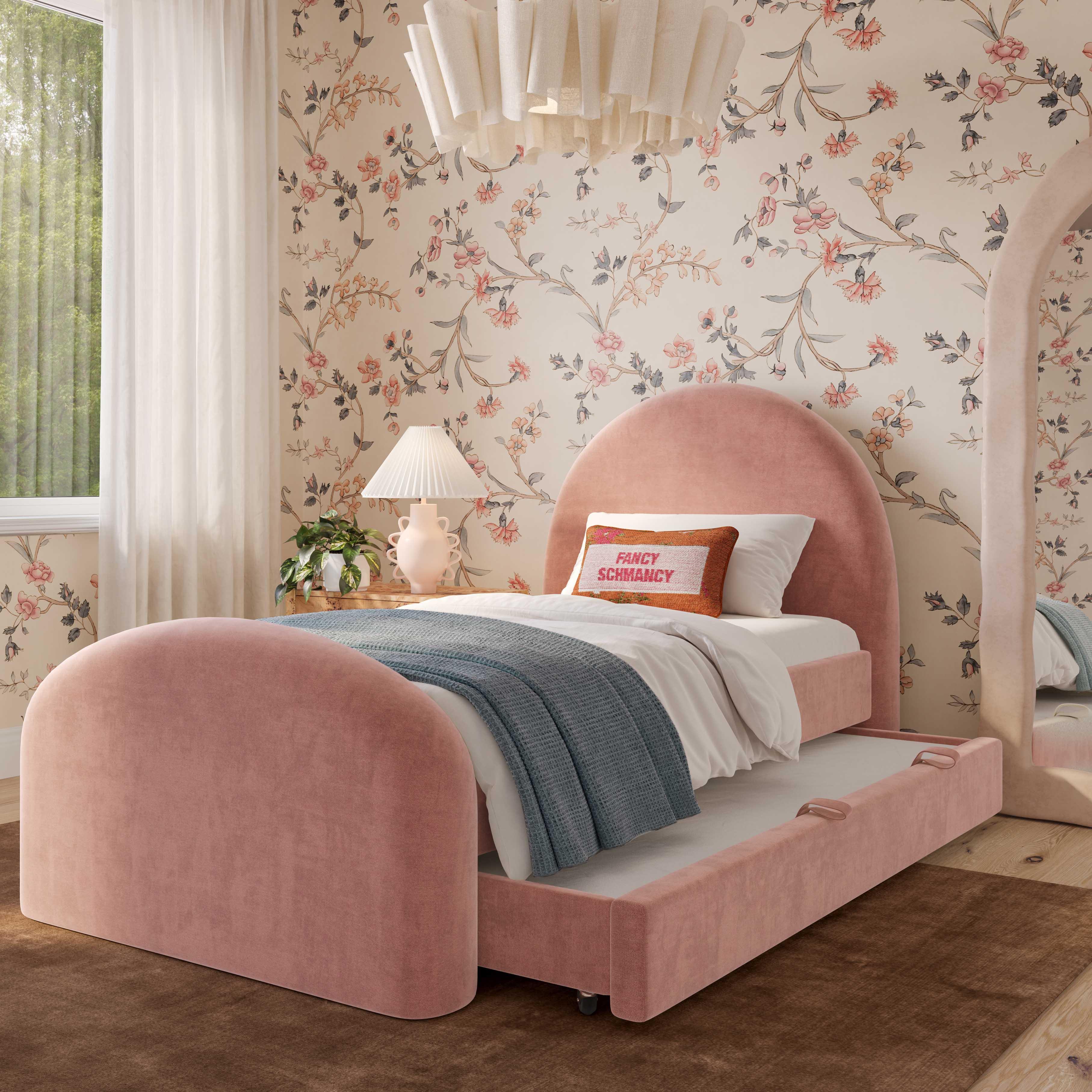 Moon Rose Upcycled Chenille Twin Trundle Bed