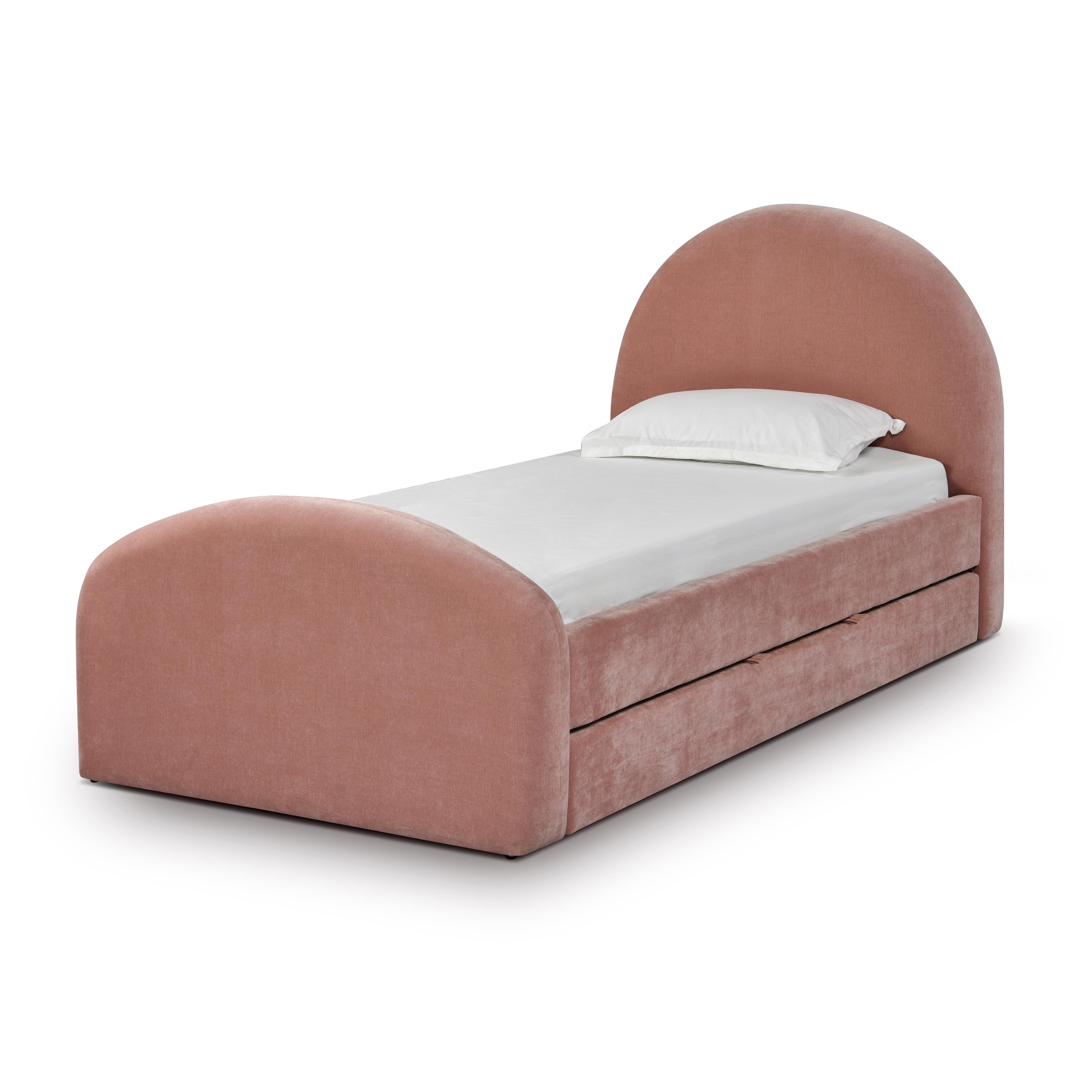 Moon Rose Upcycled Chenille Twin Trundle Bed