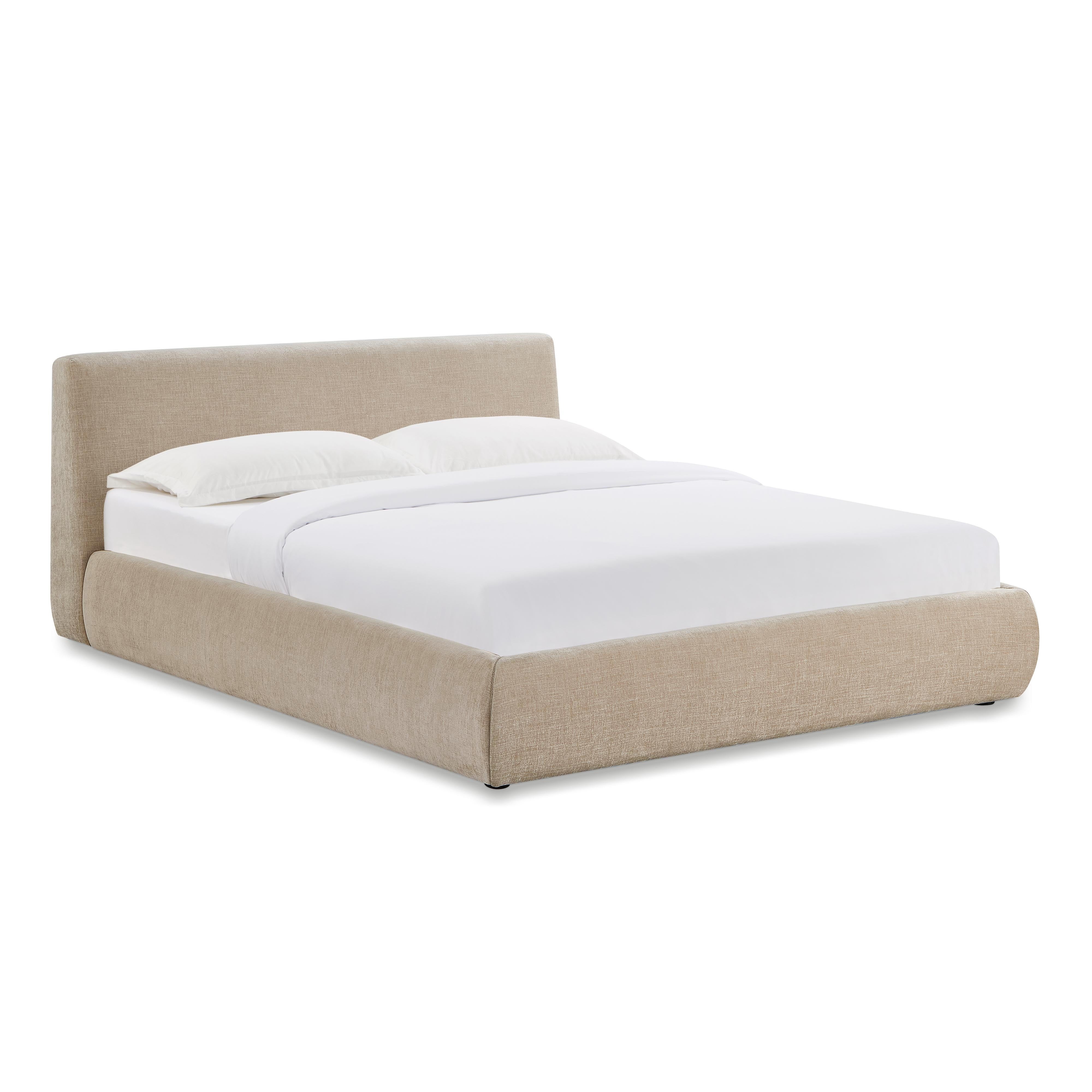 Isla Taupe Textured Velvet Queen Bed
