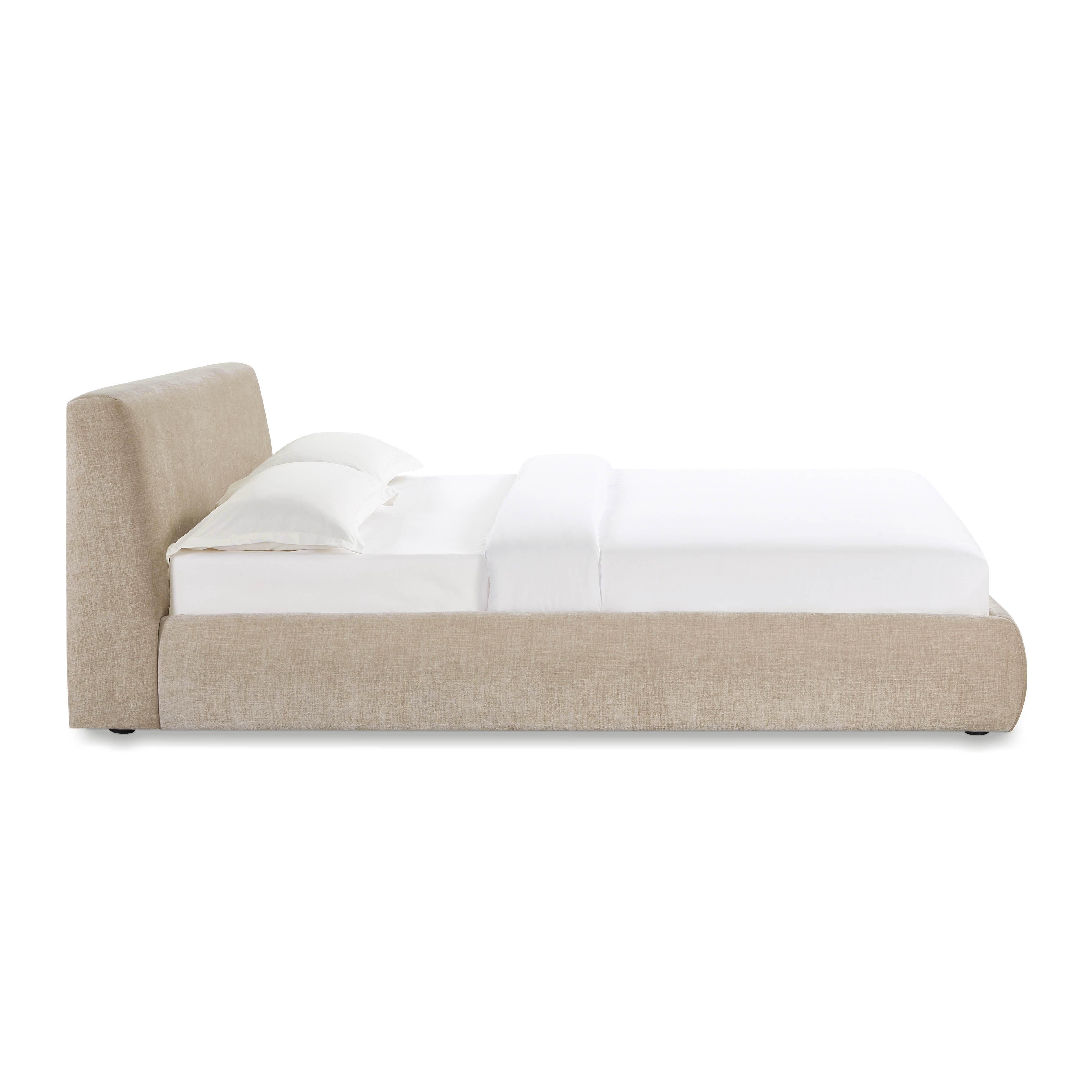 Isla Taupe Textured Velvet Queen Bed