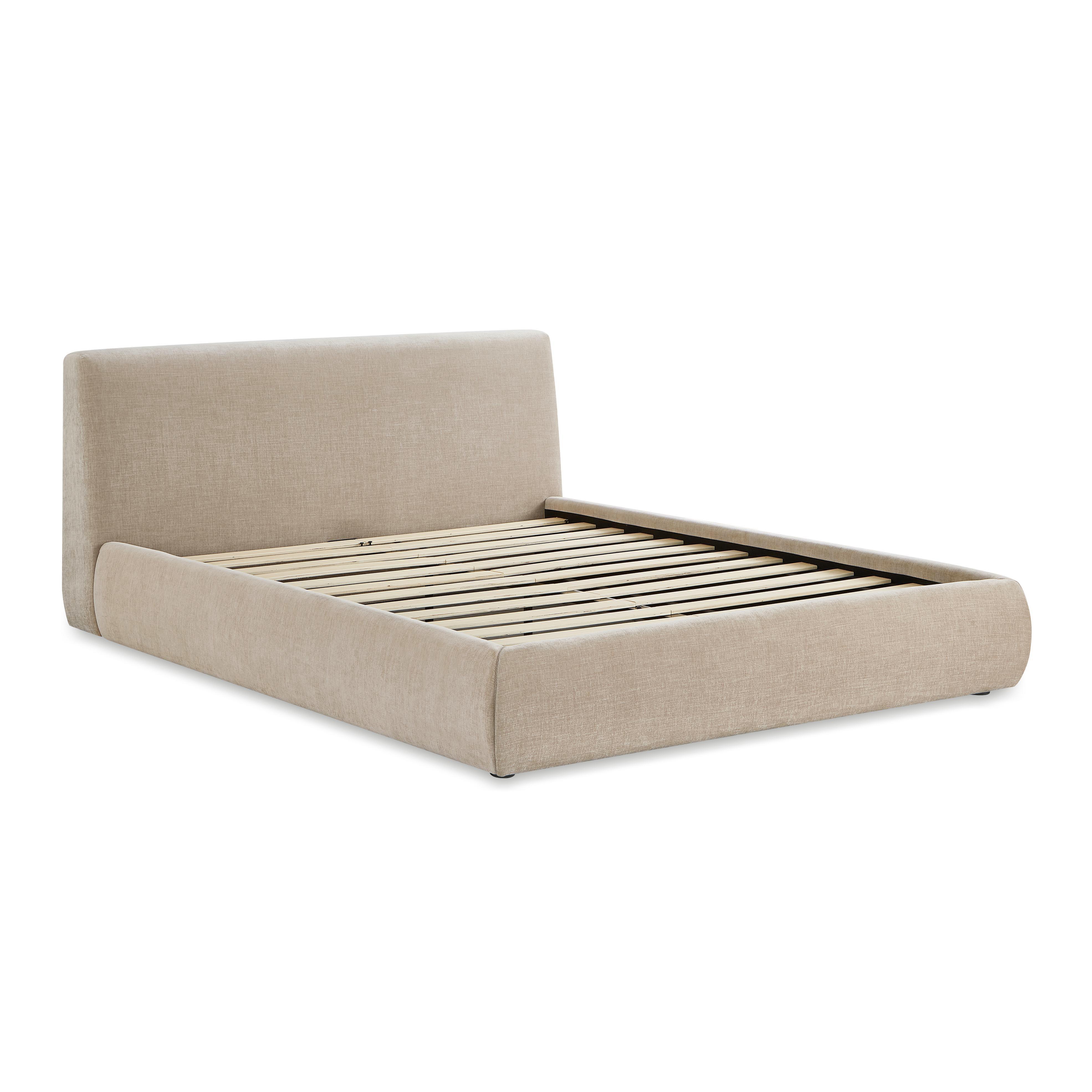 Isla Taupe Textured Velvet Queen Bed