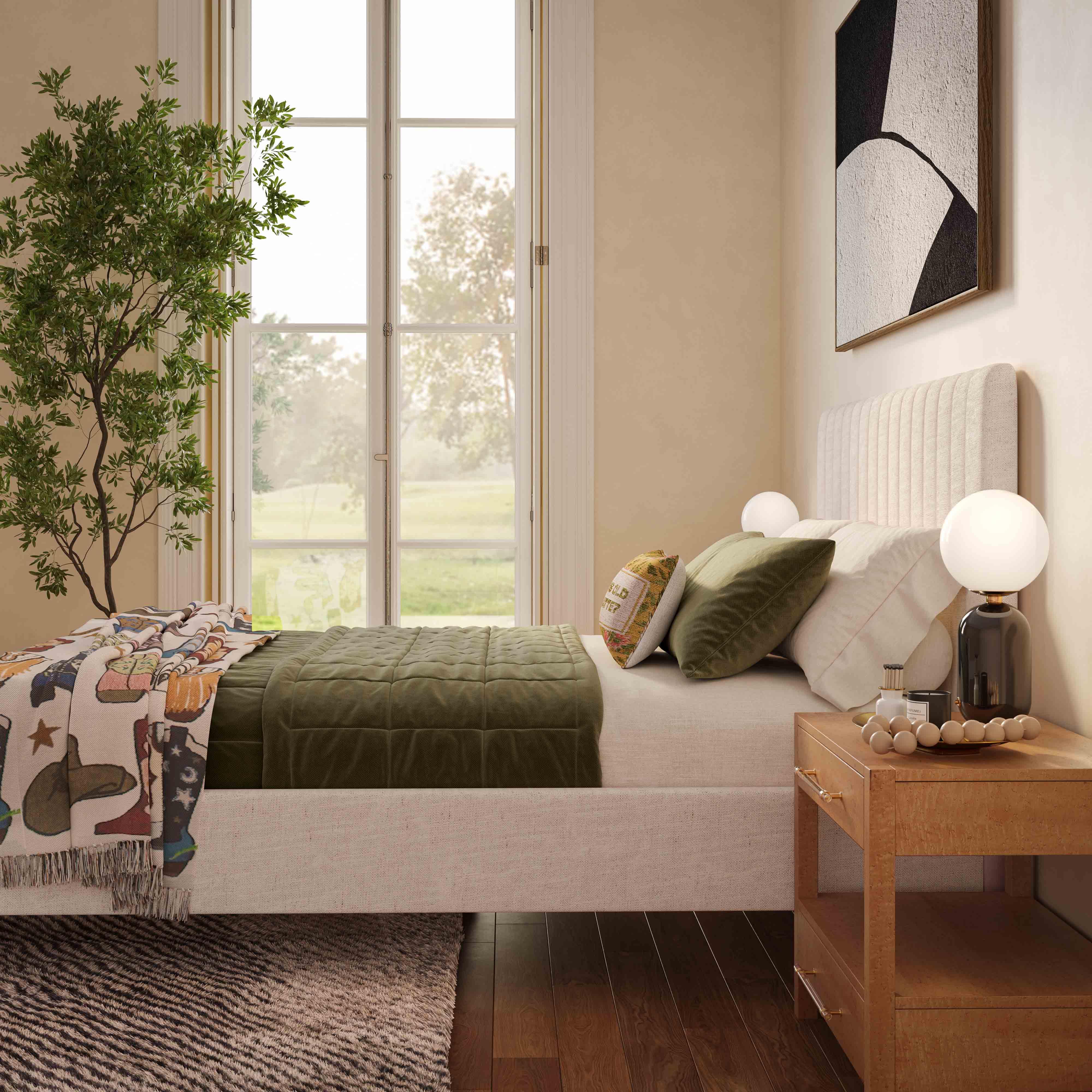 Angela Natural Upcycled Linen King Bed
