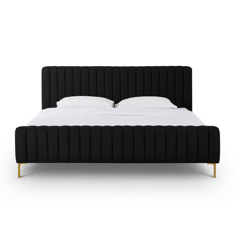 Angela Black Upcycled Linen King Bed