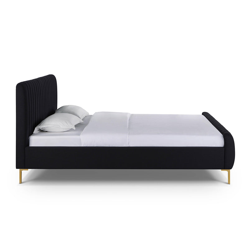 Angela Black Upcycled Linen King Bed