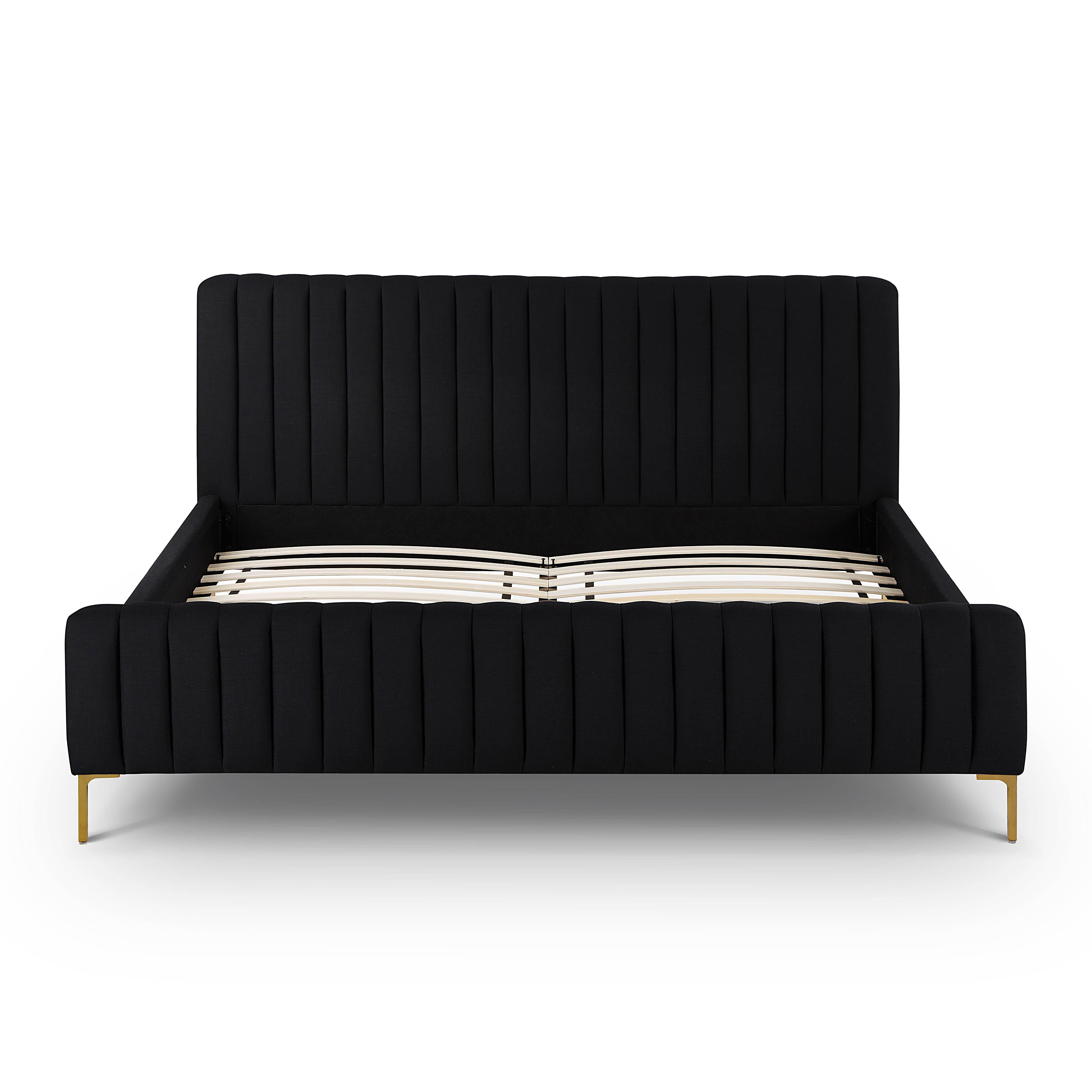 Angela Black Upcycled Linen King Bed