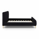 Angela Black Upcycled Linen King Bed