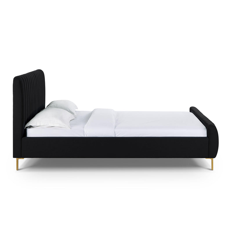 Angela Black Upcycled Linen Queen Bed
