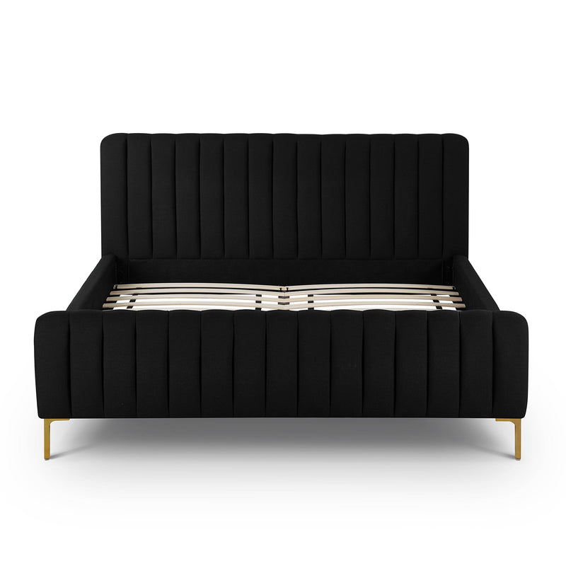 Angela Black Upcycled Linen Queen Bed