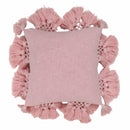 Stone Washed Blush Pink Cotton Tasseled Pillow