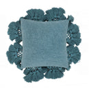 Stone Washed Denim Blue Cotton Tasseled Pillow