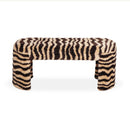 Zebra Brown Striped Tufted Bench
