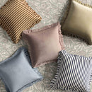 Alessia Navy Striped Ruffle 20" Square Accent Pillow