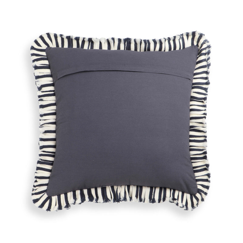 Alessia Navy Striped Ruffle 20" Square Accent Pillow