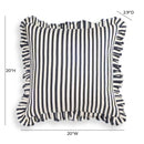 Alessia Navy Striped Ruffle 20" Square Accent Pillow