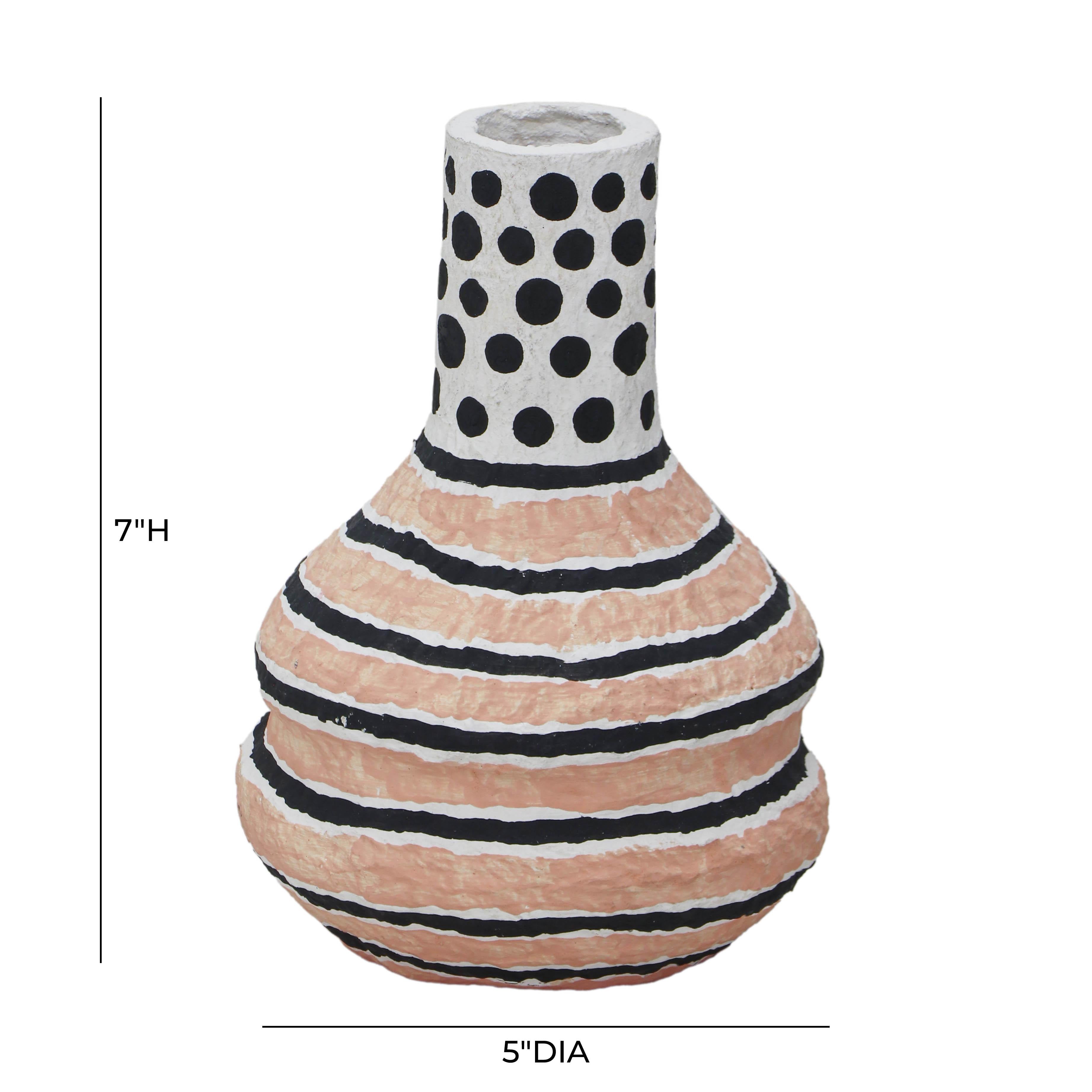 Cotton Mache Vase in Modernist Print