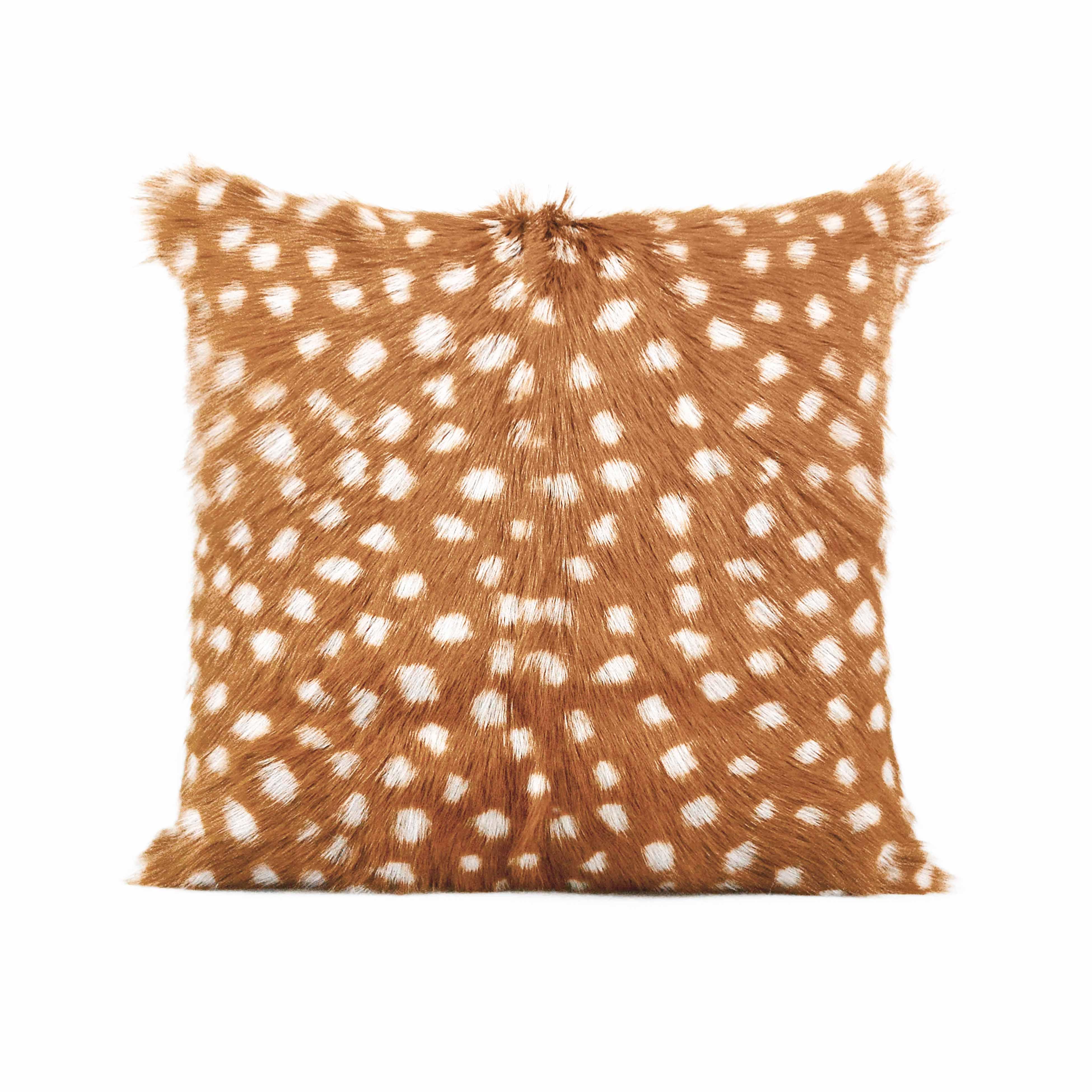 Amber 18 Inch Genuine Goatskin Square Pillow