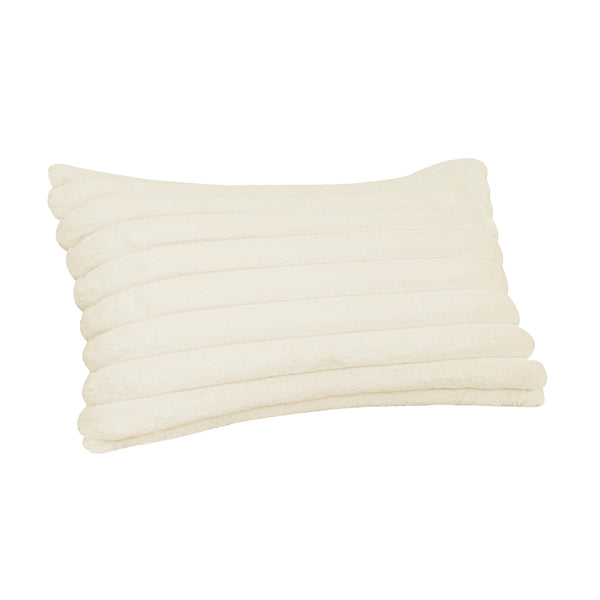 Furry Cream Vegan Fur Rectangular Accent Pillow