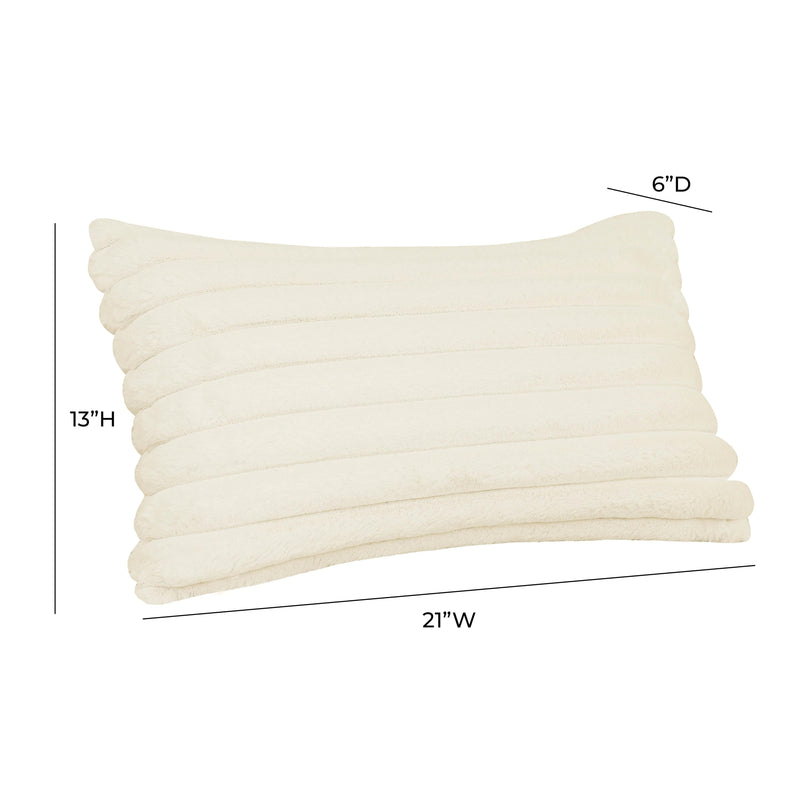 Furry Cream Vegan Fur Rectangular Accent Pillow