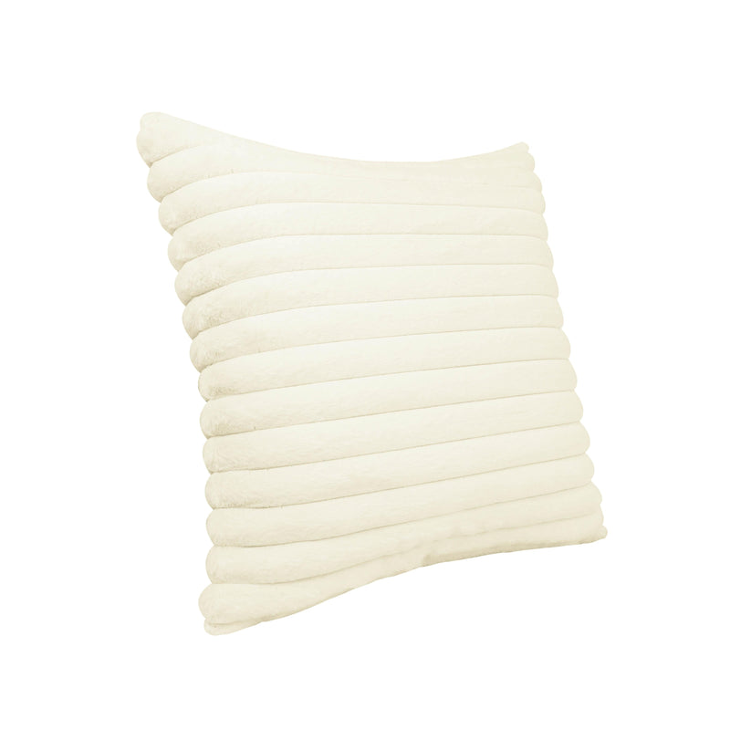 Furry Cream Vegan Fur Square Accent Pillow