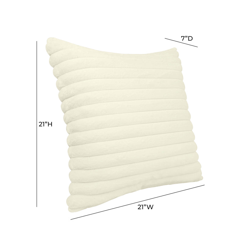 Furry Cream Vegan Fur Square Accent Pillow