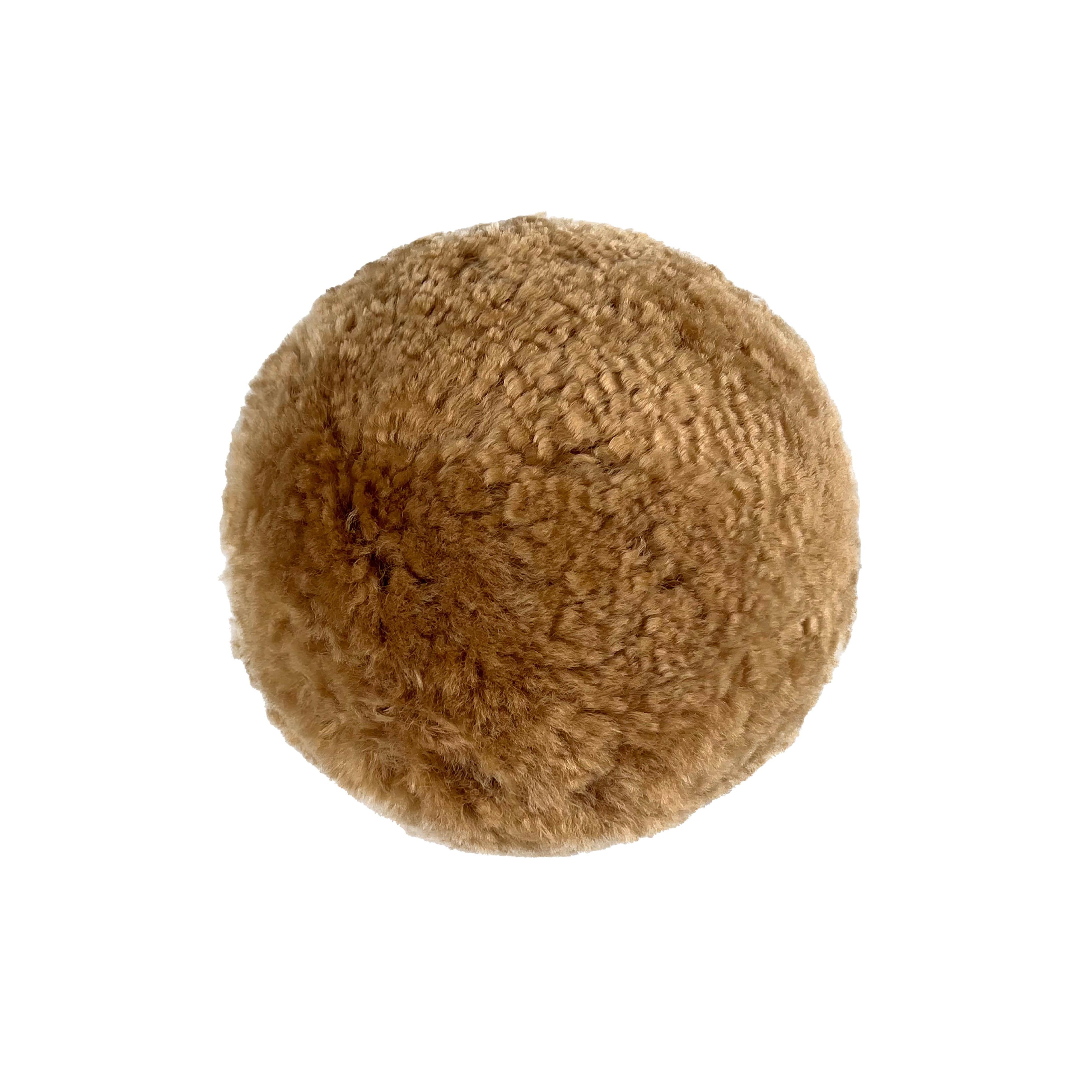New Zealand Brown Genuine Sheepskin 12" Ball Pillow