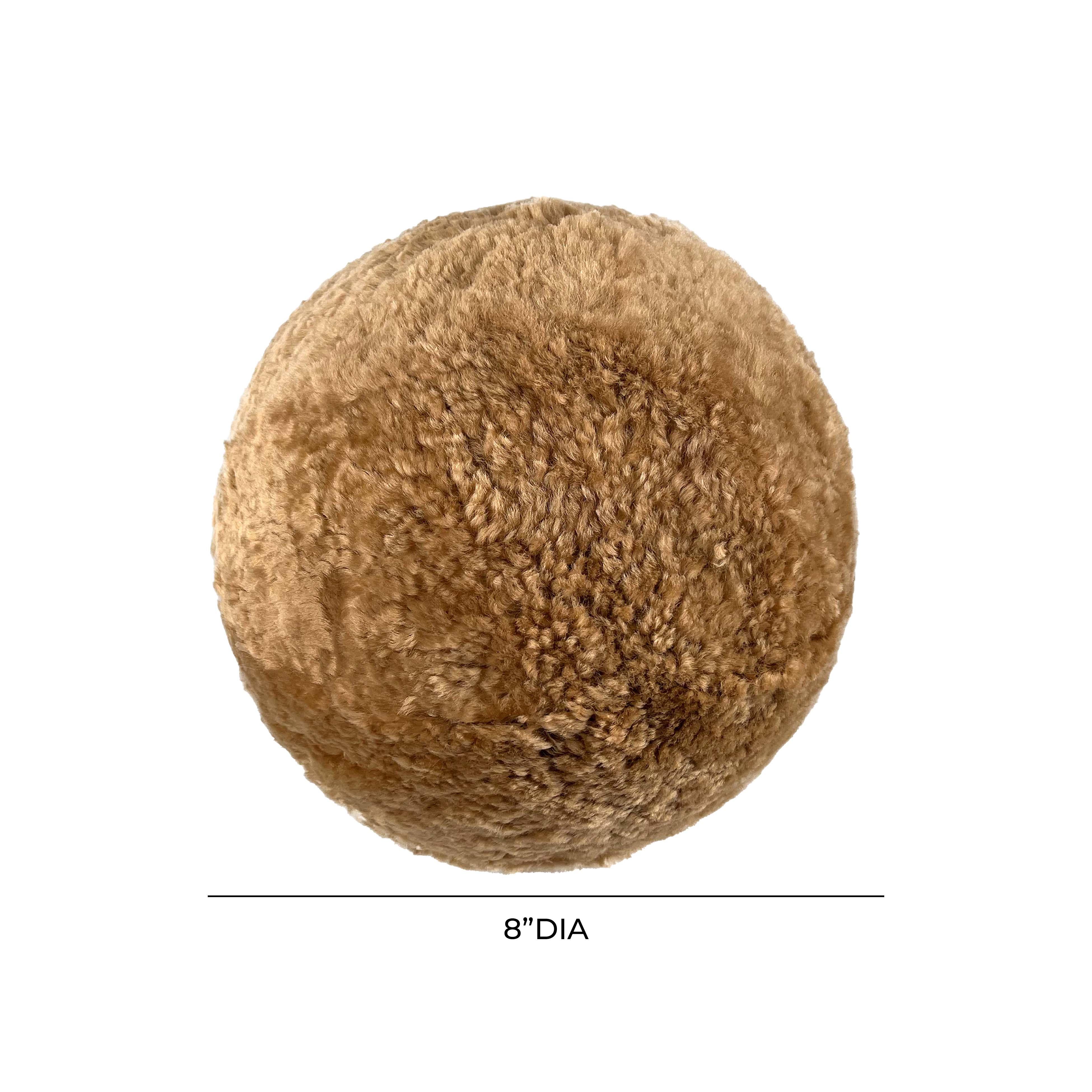 New Zealand Brown Genuine Sheepskin 8" Ball Pillow