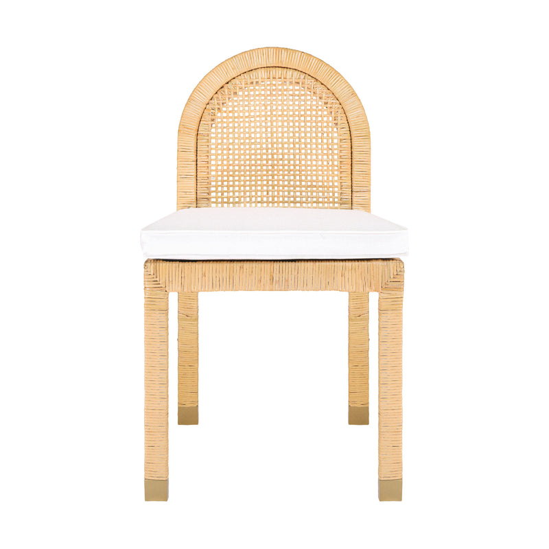 Amara Natural Rattan and Performance Fabric Arched Back Dining Chair