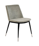 Evora Grey Velvet Chair - Silver Legs (Set of 2)