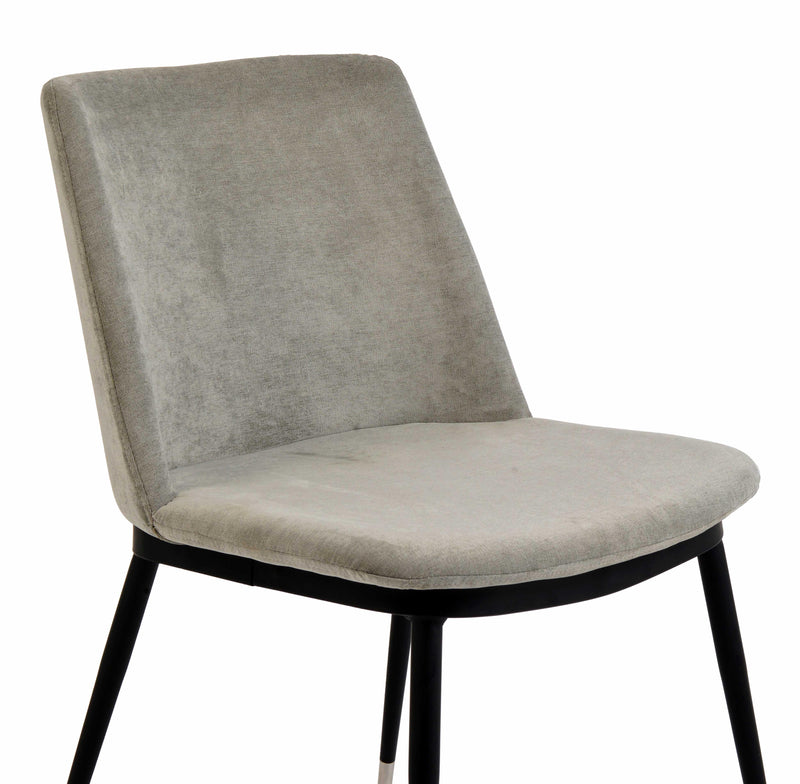 Evora Grey Velvet Chair - Silver Legs (Set of 2)