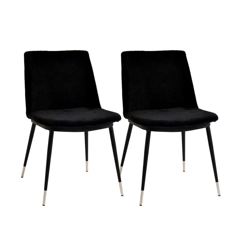 Evora Black Velvet Chair - Silver Legs (Set of 2)