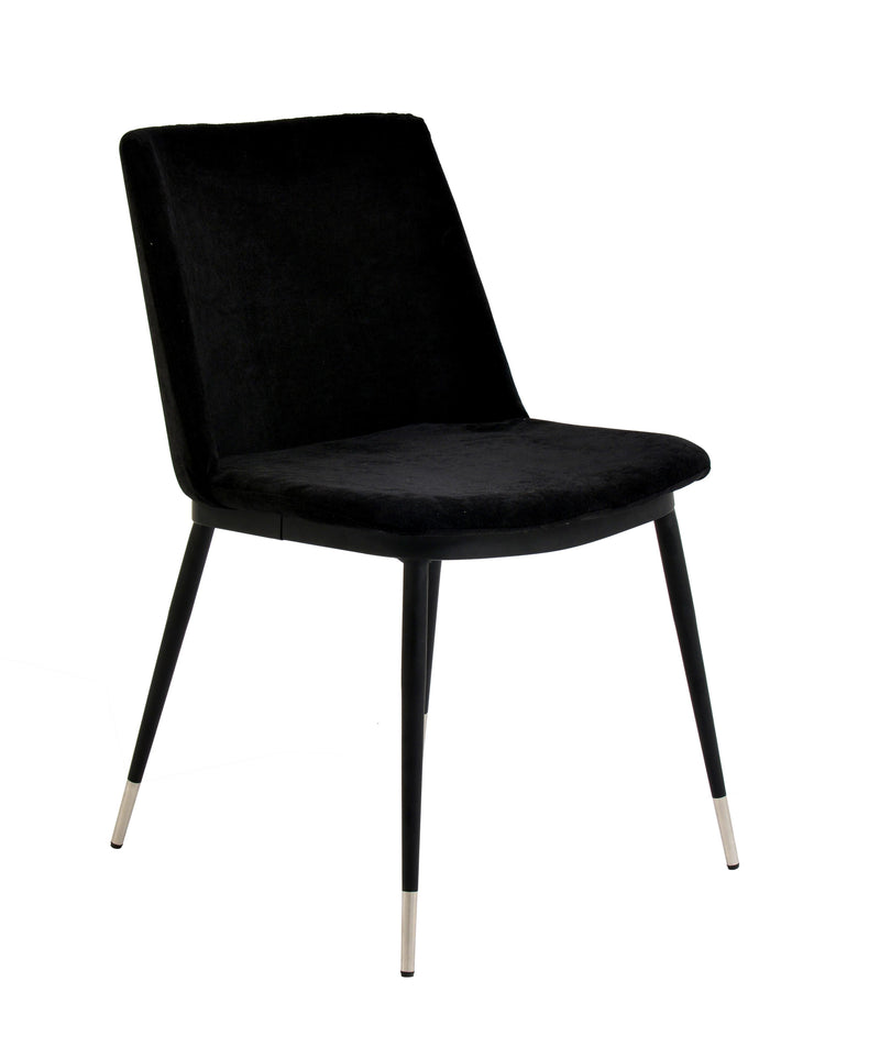Evora Black Velvet Chair - Silver Legs (Set of 2)