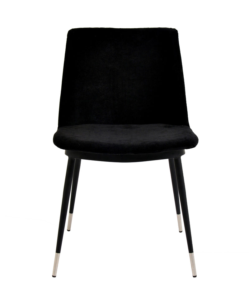 Evora Black Velvet Chair - Silver Legs (Set of 2)