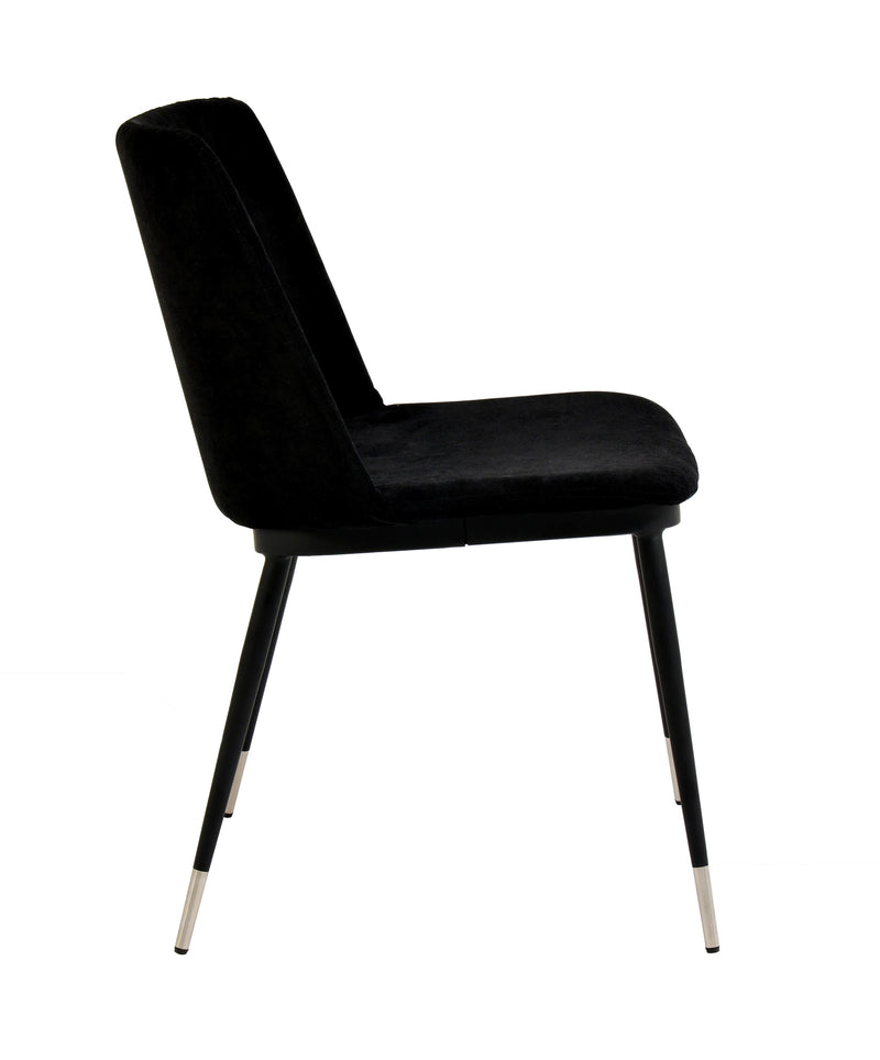 Evora Black Velvet Chair - Silver Legs (Set of 2)