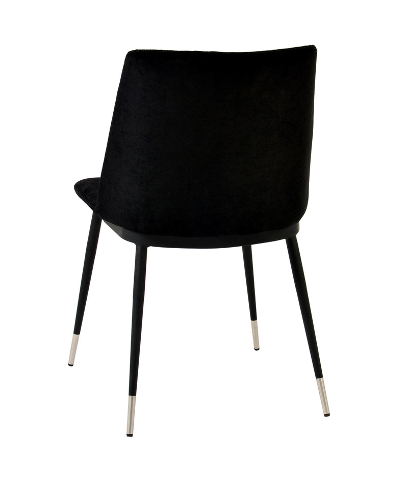 Evora Black Velvet Chair - Silver Legs (Set of 2)